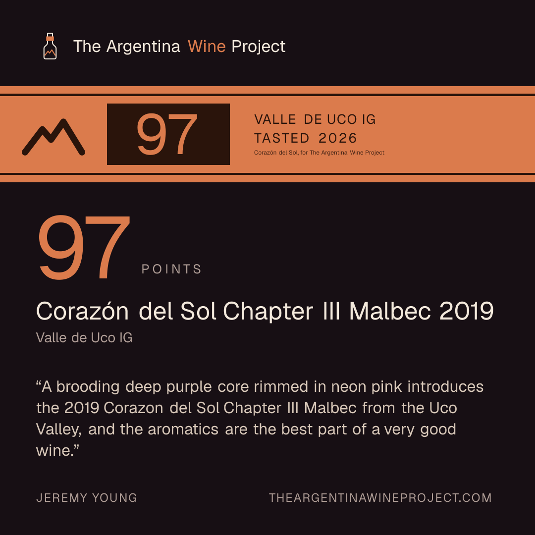 Square card for Corazón del Sol Chapter III Malbec 2019