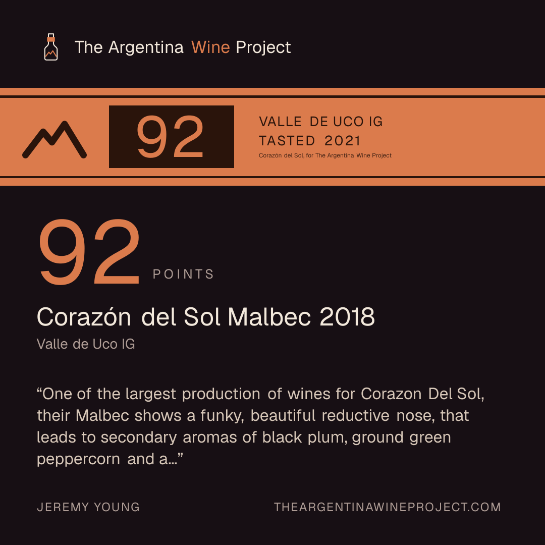 Square card for Corazón del Sol Malbec 2018