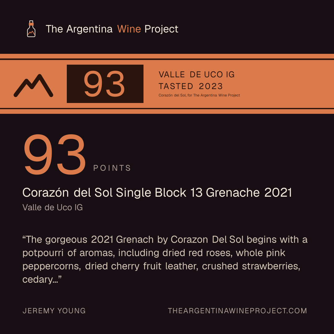 Square card for Corazón del Sol Single Block 13 Grenache 2021